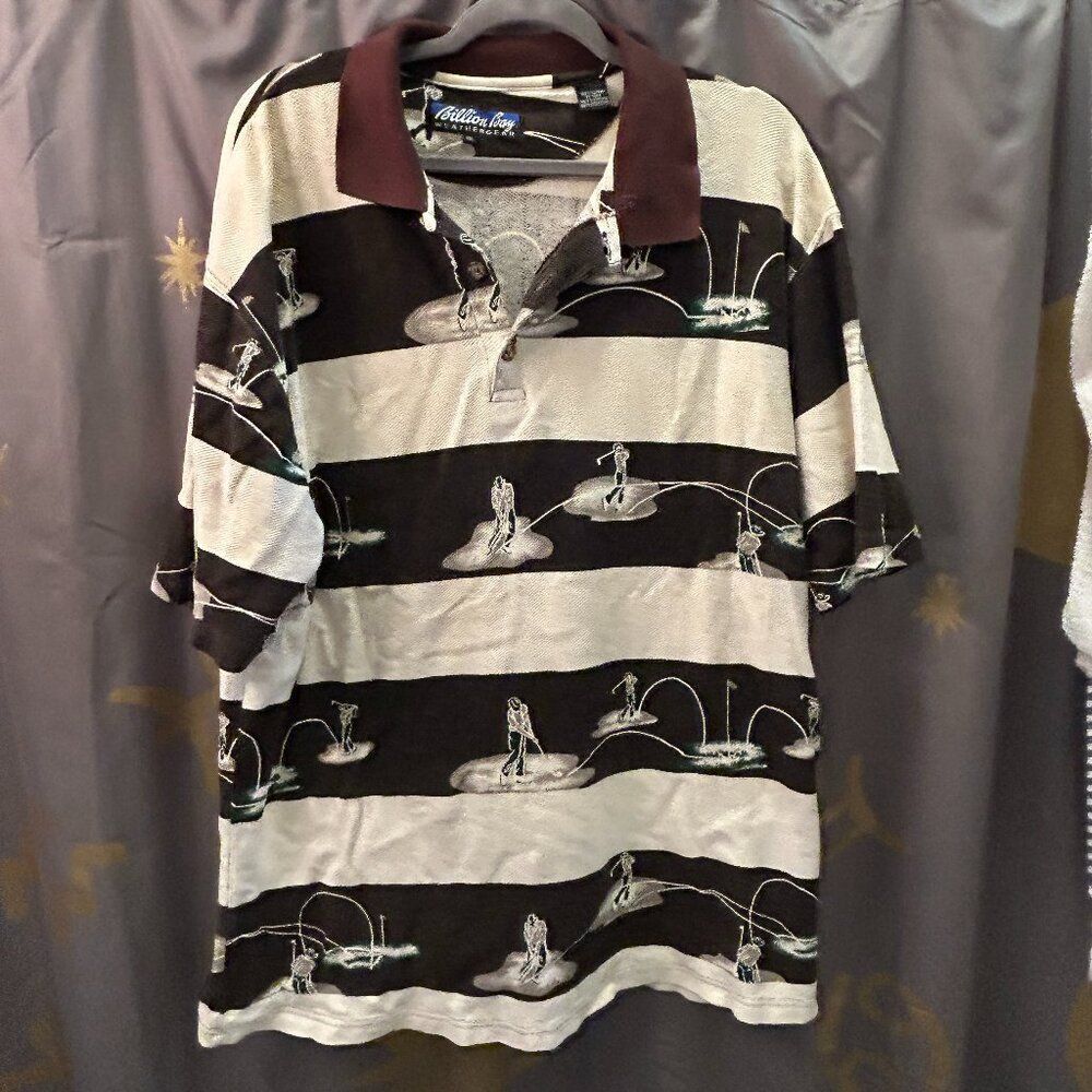 Billion Bay 90's Vintage Golf Polo 2XL Golfing Print